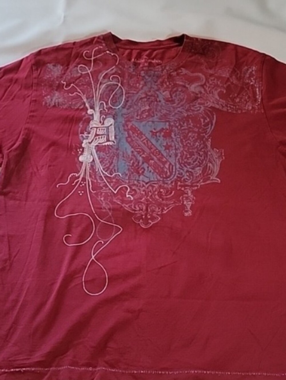 Malibu Cowboy Graphic Tee Men's XL Maroon Heraldic Crest Front Back Print
